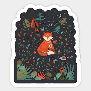 Camping Fox Sticker